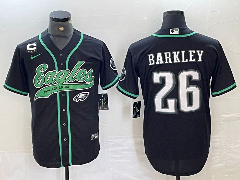 Men Philadelphia Eagles #26 Barkley Black 2024 Nike Co branded NFL Jersey style 4->philadelphia eagles->NFL Jersey